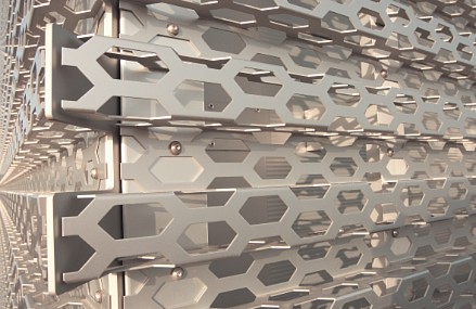 Lochbleche aus 2 mm Aluminium gekantet und eloxiert verwendet für das Audi Terminal